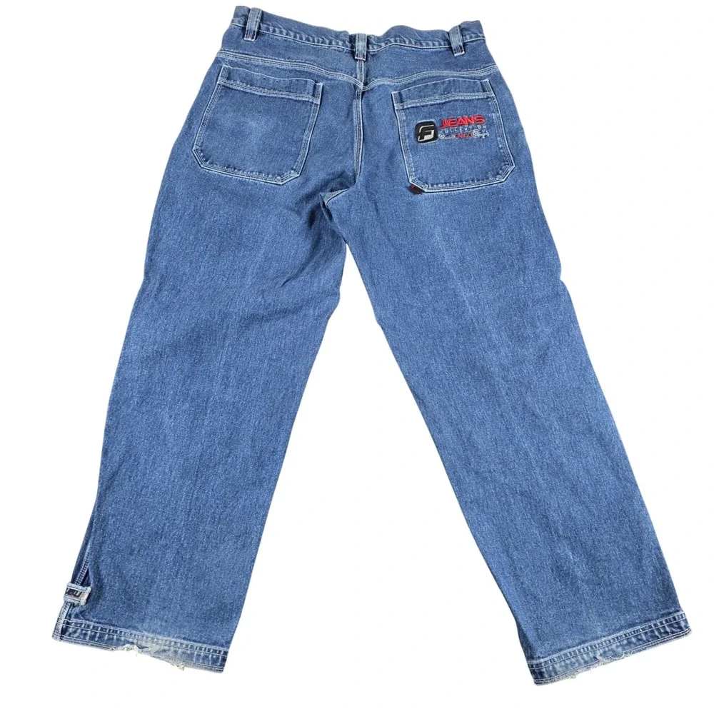 VTG FUBU Jeans Mens Fits 38x32 Wide Leg Baggy‎ Double Knee 90s Streetwear Y2K